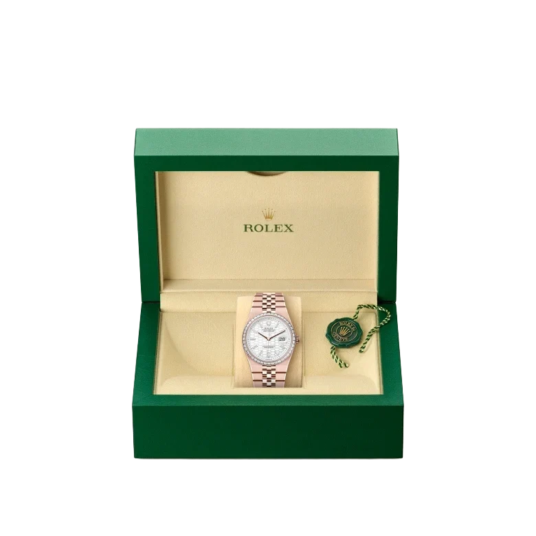 Land-Dweller Oyster 40mm Everosegold & Diamonds Intense White Honeycomb Motif Dial 127385TBR-0003