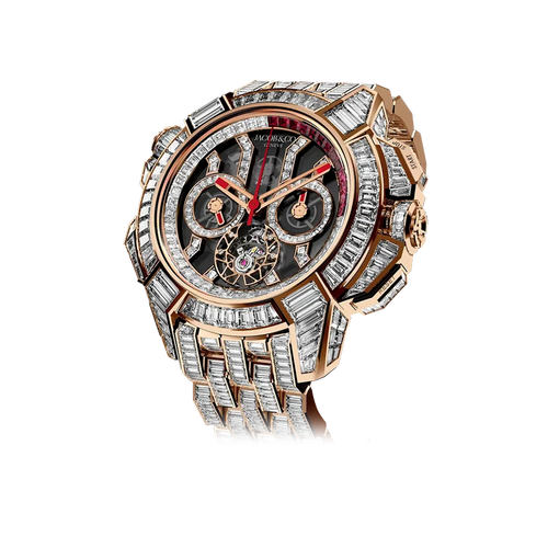 Epic X Chrono Tourbillon Baguette 47mm EC380.40.BD.BD.A40BD Rose Gold Baguette Diamonds Rubies