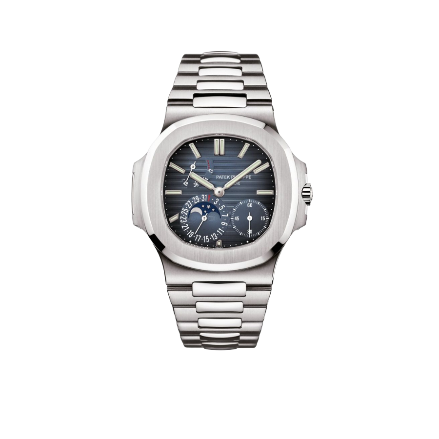 Nautilus 40mm 5712/1A-001 Moon Phase Power Reserve Stainless Steel Blue Dial