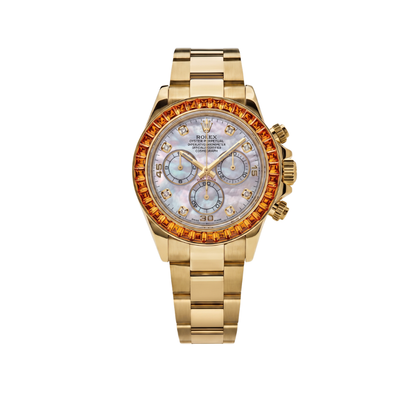Daytona 116578SACO Yellow Gold Sapphire Bezel Mother Of Pearl Dial