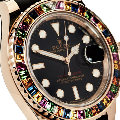 Yacht-Master 40 116695SATS Rose Gold Black Dial Rainbow Bezel