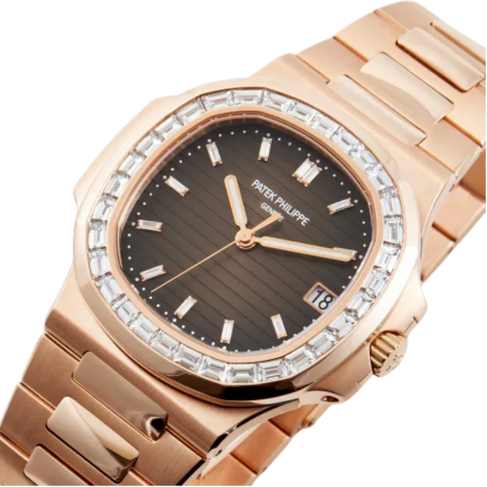 Nautilus Joaillerie 40mm 5723/1R-010 Rose Gold Brown Dial Diamond Bezel
