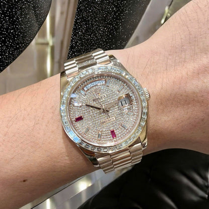 Rolex Day-Date 40mm Diamond Paved Ruby Dial