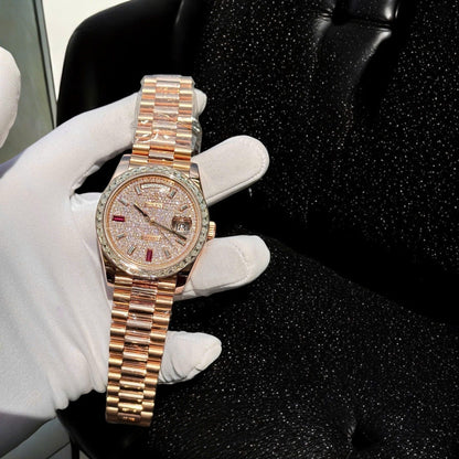 Rolex Day-Date 40mm Diamond Paved Ruby Dial