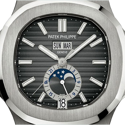 Nautilus 40mm 5726/1A-001 Annual Calendar Moon Phases Stainless Steel Gray Dial