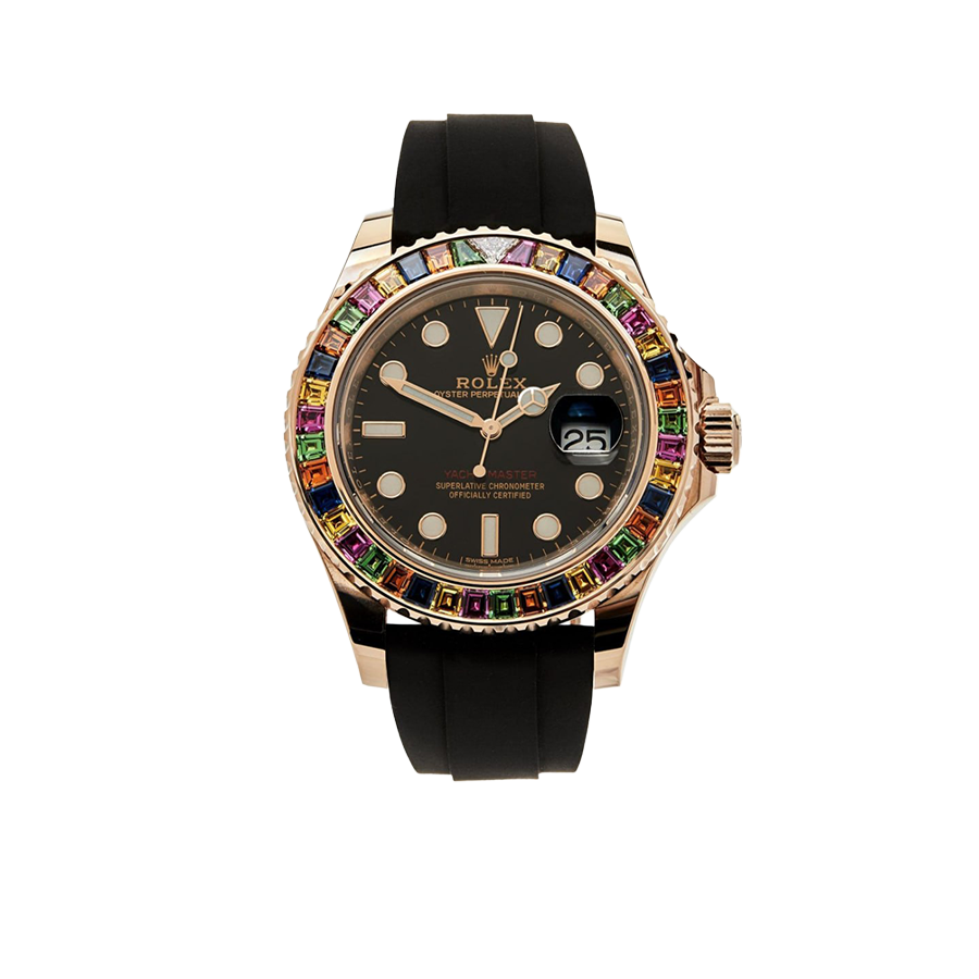 Yacht-Master 40 116695SATS Rose Gold Black Dial Rainbow Bezel