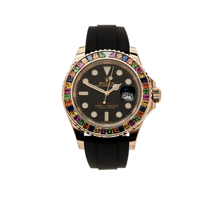 Yacht-Master 40 116695SATS Rose Gold Black Dial Rainbow Bezel
