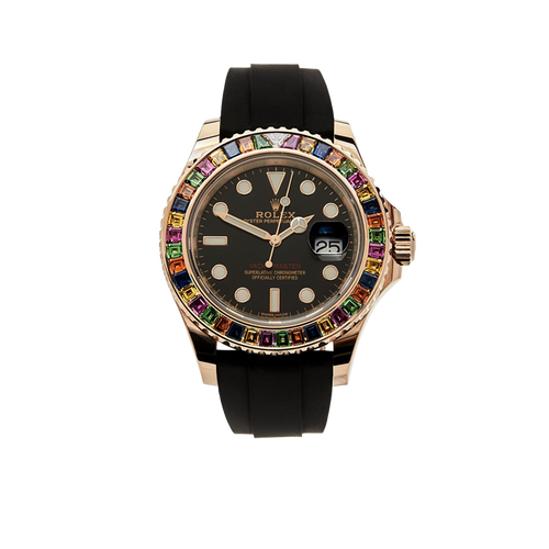 Yacht-Master 40 116695SATS Rose Gold Black Dial Rainbow Bezel