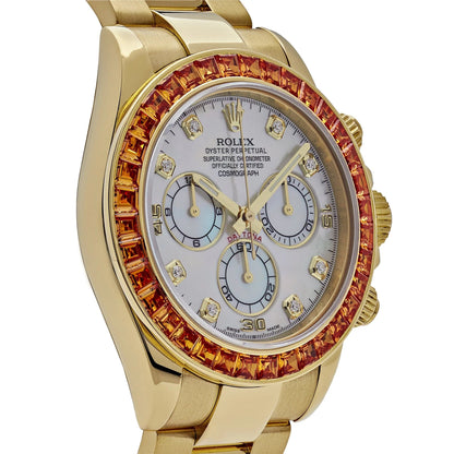 Daytona 116578SACO Yellow Gold Sapphire Bezel Mother Of Pearl Dial