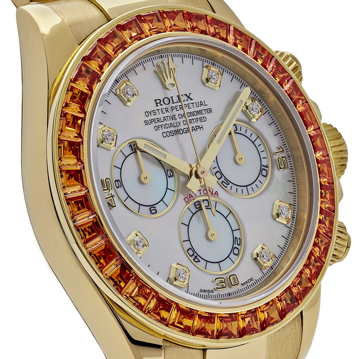 Daytona 116578SACO Yellow Gold Sapphire Bezel Mother Of Pearl Dial