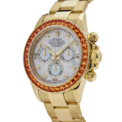 Daytona 116578SACO Yellow Gold Sapphire Bezel Mother Of Pearl Dial