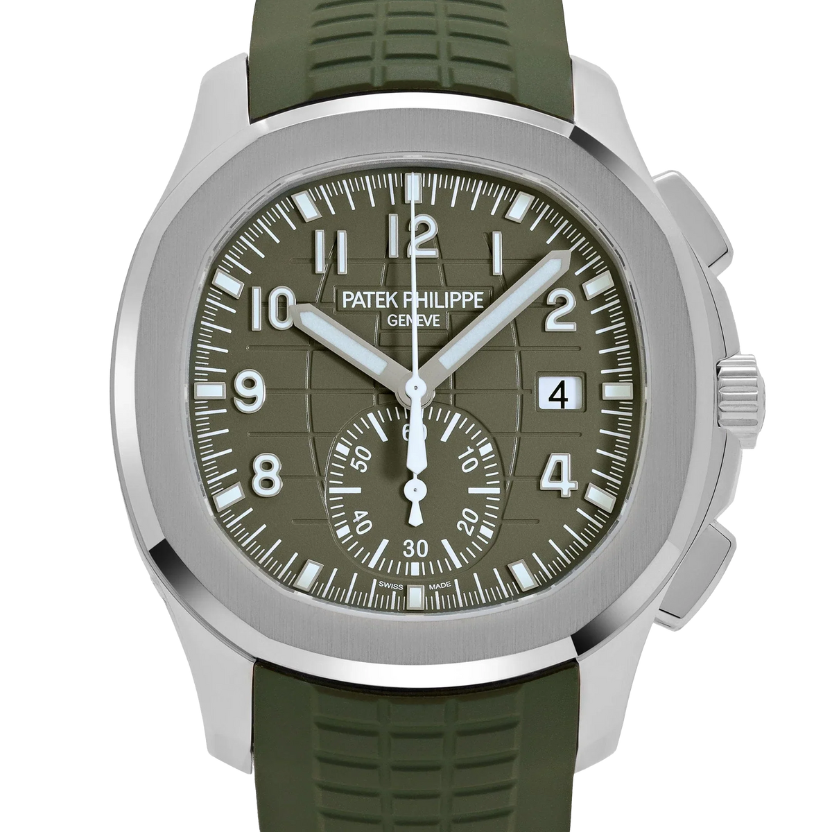 Aquanaut 42mm 5968G-010 Chronograph White Gold Khaki Green Dial