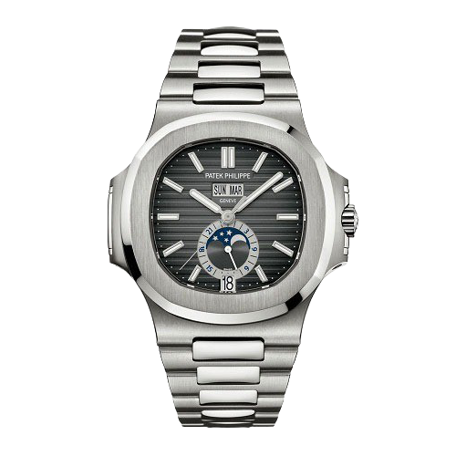 Nautilus 40mm 5726/1A-001 Annual Calendar Moon Phases Stainless Steel Gray Dial