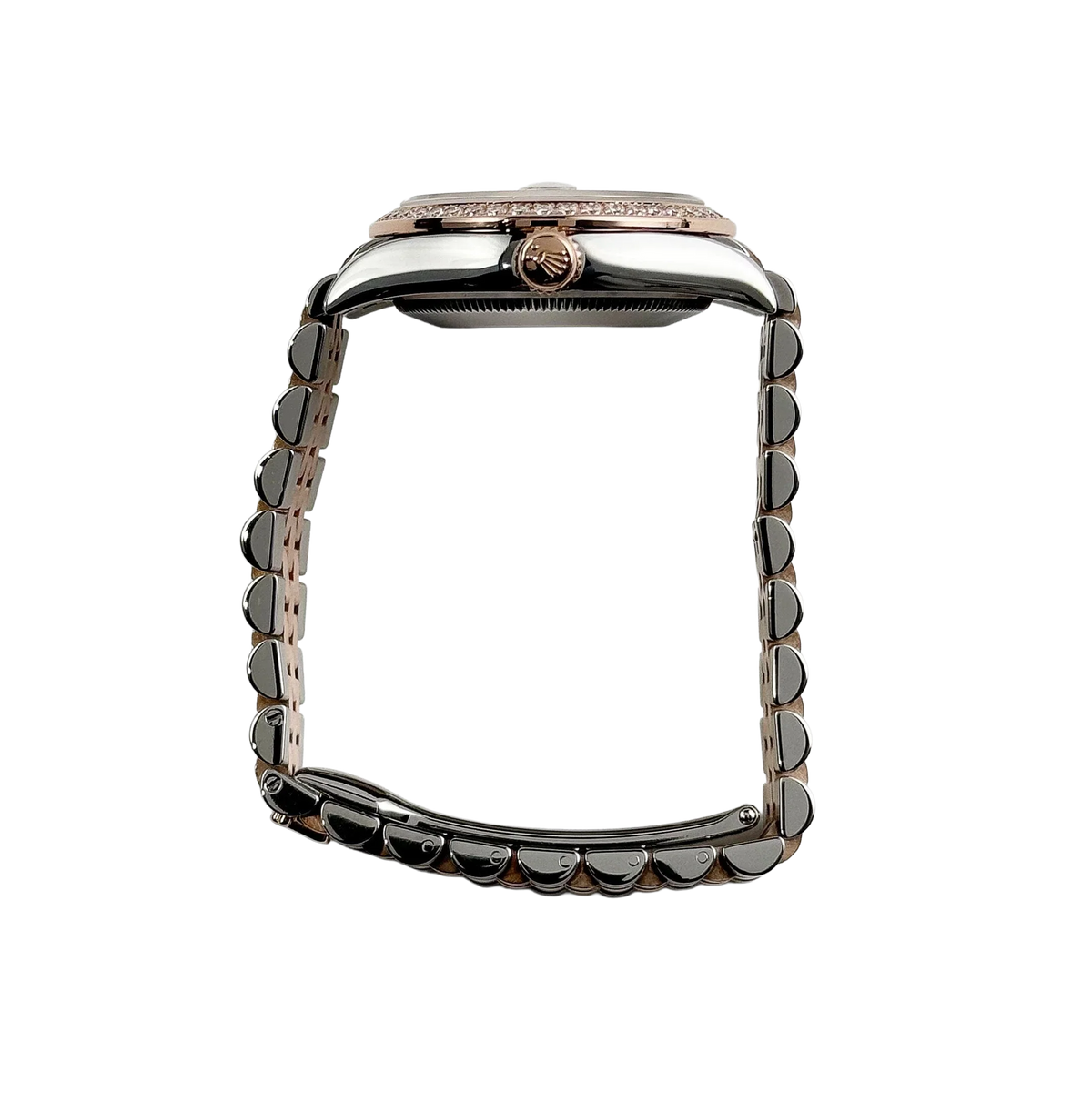Lady-Datejust 31mm 278381RBR Stainless Steel Rose Gold Brown Roman Numerals Diamond Dial Diamond Bezel Jubilee
