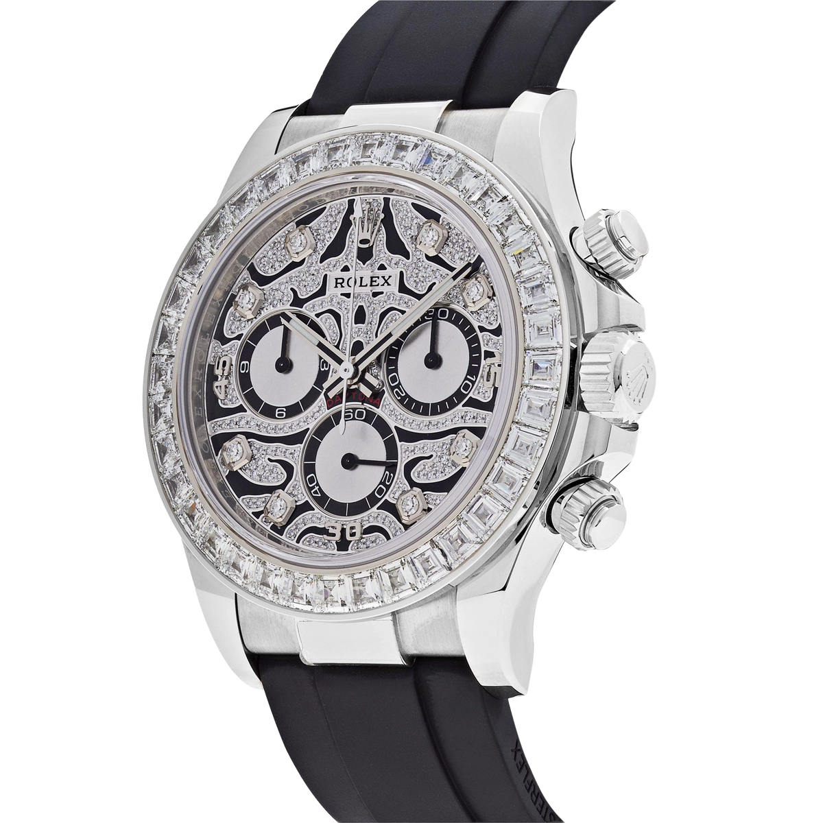 Cosmograph Daytona Eye of the Tiger 40mm 116589TBR White Gold Baguette Diamond Bezel Tiger Pavé Diamond Dial