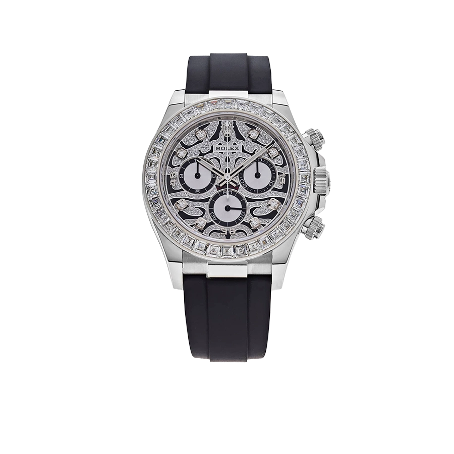 Cosmograph Daytona Eye of the Tiger 40mm 116589TBR White Gold Baguette Diamond Bezel Tiger Pavé Diamond Dial