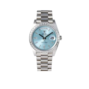 Rolex Day-Date 40mm Ice Blue Dial Baguette Set Bezel 228396TBR